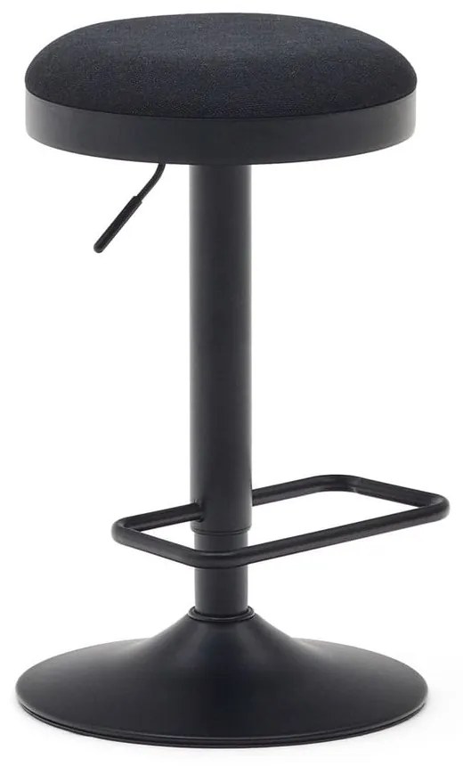 Čierne čalúnené barové stoličky v súprave s nastaviteľnou výškou 2 ks (výška sedadla 53,5 cm) Zaib – Kave Home