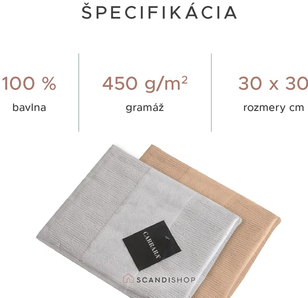 Sada uterákov CARRARA 30x30 cm svetlosivá 100% bavlna, 3 ks