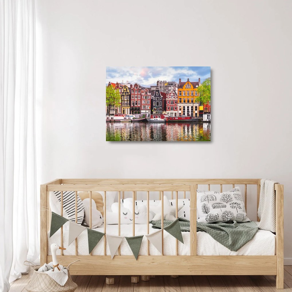 Sklenený obraz - Amsterdam, tanečné domy (70x50 cm)