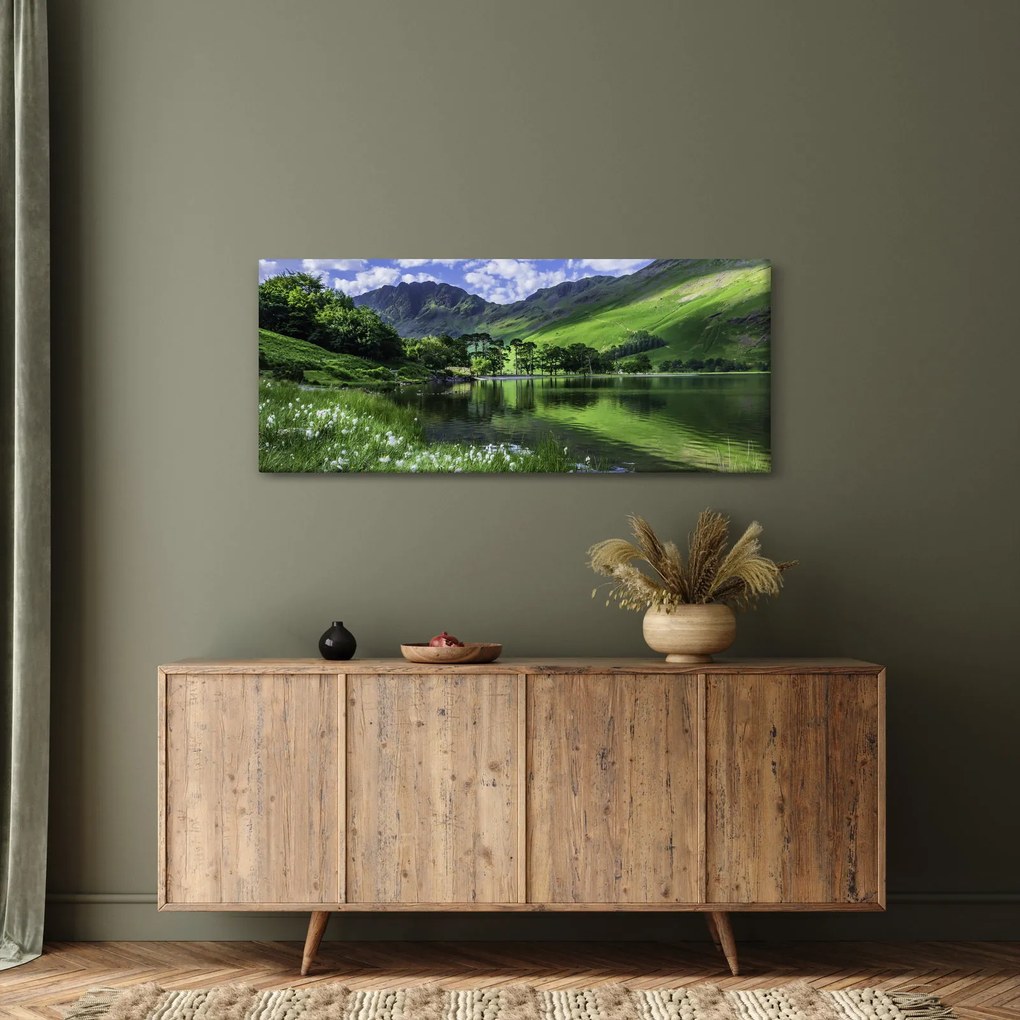 Obraz - Krajina s jazerom (120x50 cm)