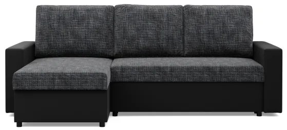 Rohová rozkladacia sedačka LUNA tmavosivá / čierna