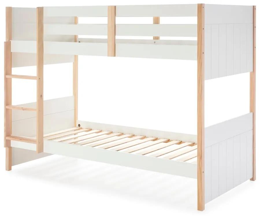 Biela detská poschodová posteľ s nohami z borovicového dreva Marckeric Kiara