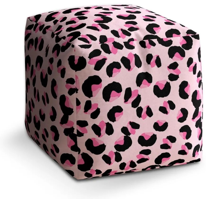 Taburet Cube ružový gepard, ružová