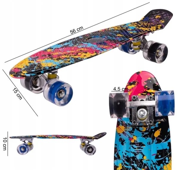 Svietiaci skateboard LED RGB KOLIESKA