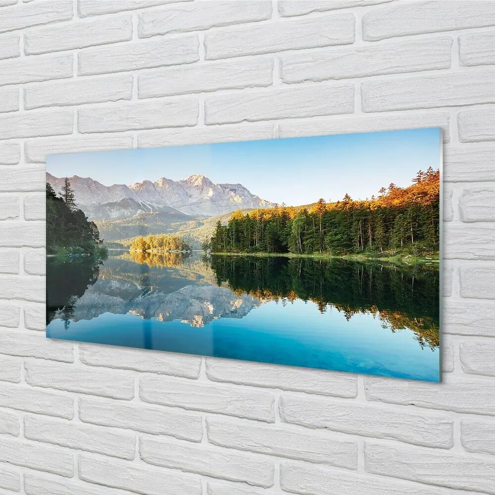 Sklenený obraz Nemecko Mountain forest lake 125x50 cm