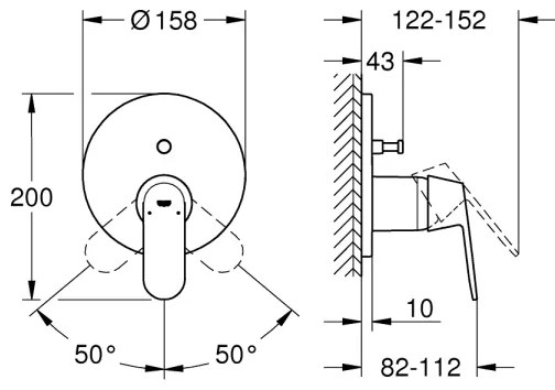 GROHE 24045000 - Batéria s dvojcestným prepínačom EUROSMART lesklý chróm
