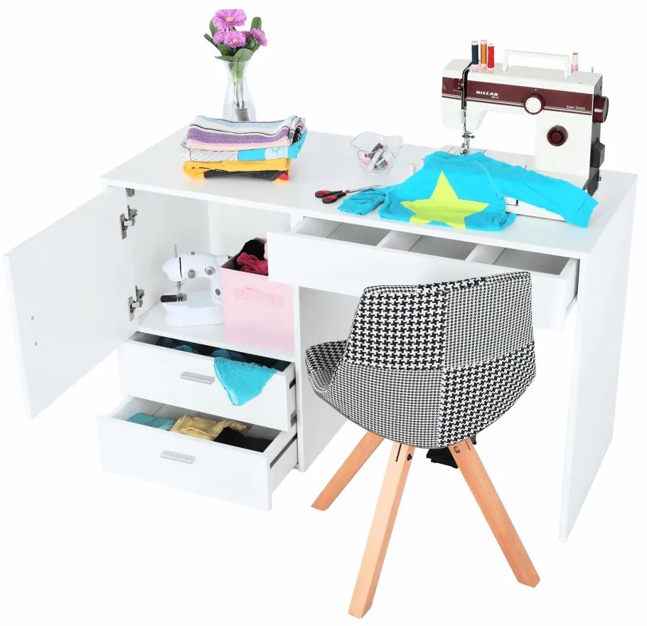 Viacúčelový stôl pre krajčírky Tailor - biela