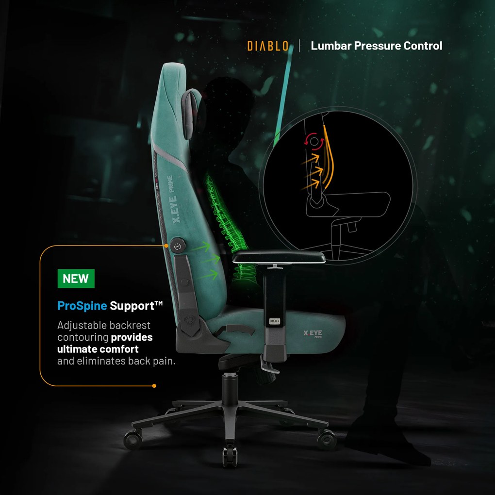 Herné kreslo Normal Size v mätový-čierny: Diablo X-Eye Prime Mystic Mint