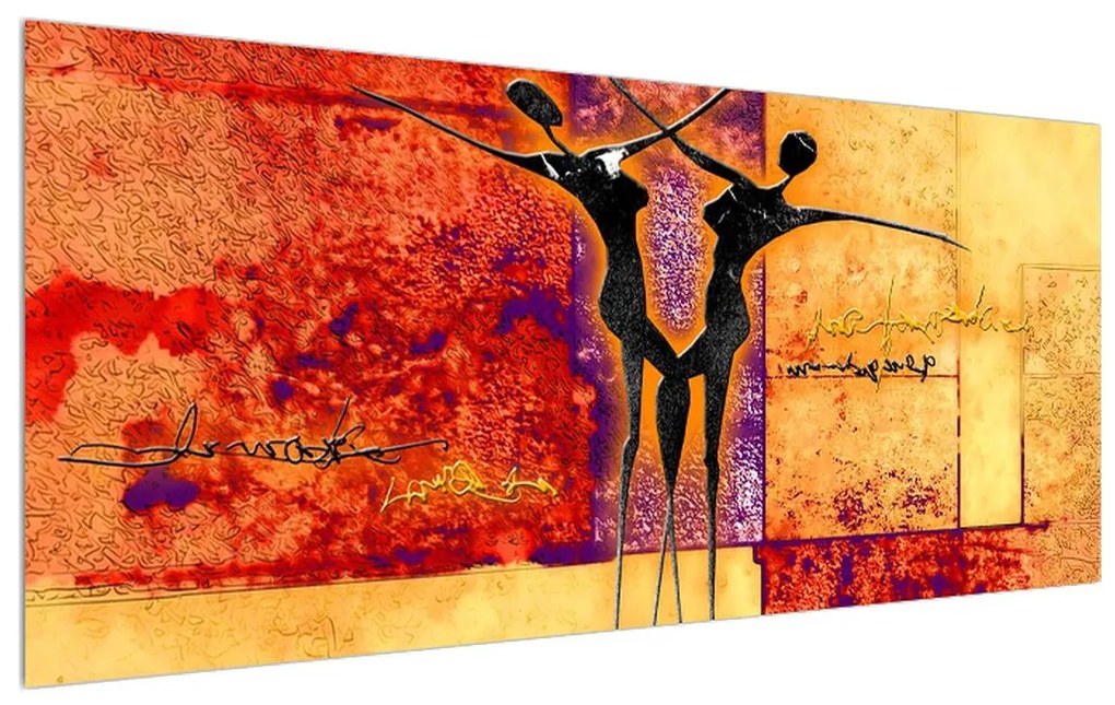 Abstraktný obraz dvoch tanečníkov (120x50 cm)