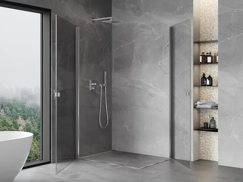 Mexen Mist-B Duo, 2-krídlový výklopný sprchový kút 95 x 85 cm, číre sklo, chrómový profil, 8A2-095-085-01-00