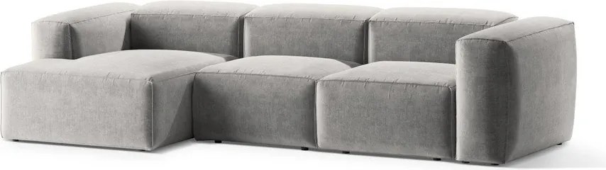 Svetlosivá rohová pohovka (ľavý roh/s leňoškou) Bergamo – Cosmopolitan Design