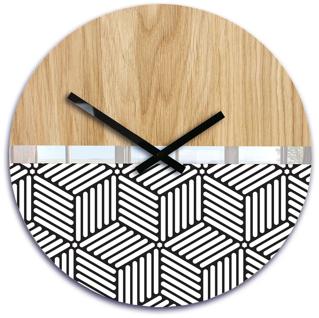 Dřevěné nástěnné hodiny Echo 33 cm dub přírodní/černé