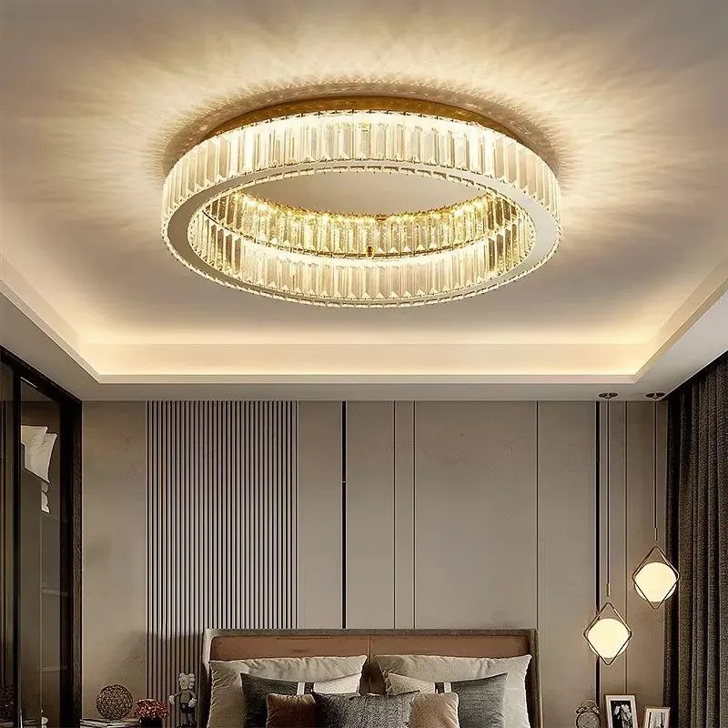 Toolight Toolight, LED stropné krištáľové svietidlo 39cm, 24W, 4000K, 1500lm, APP1719-C 40, zlatá lesklá, OSW-09300