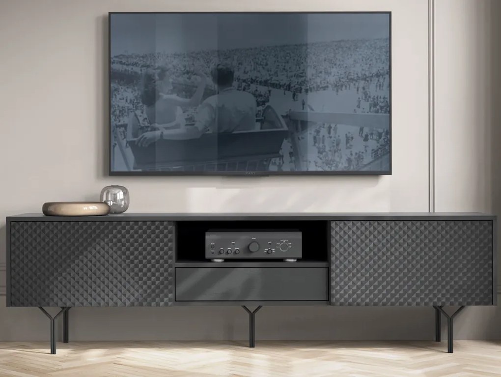 Široká TV skrinka Raven, čierna