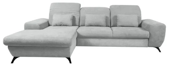 Rozkladacia čalúnená rohová sedacia súprava ALTA do tvaru L s úložným priestorom, ľavé prevedenie, sivá
