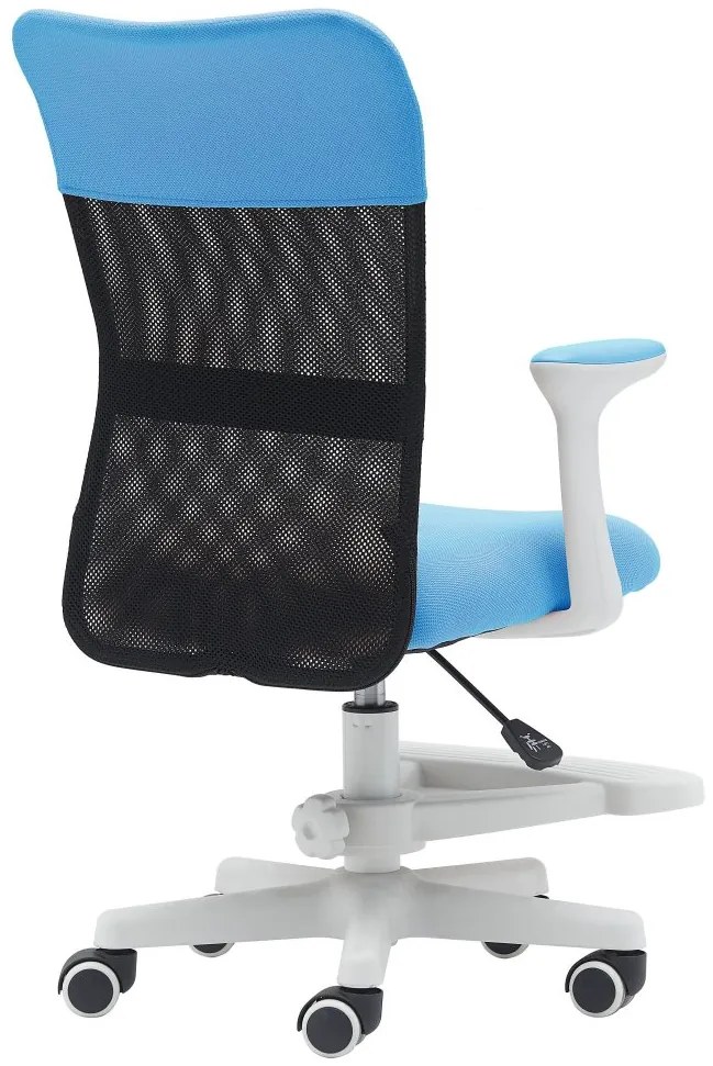 Detská stolička Neoseat MONKEY WHITE s podnožou — látka, biela / svetlo modrá