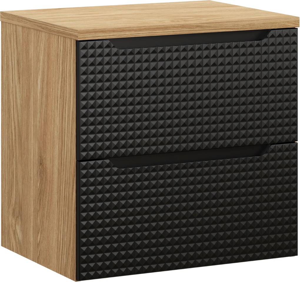 Comad Kúpeľňová skrinka pod doskové umývadlo Luxor Black 60 čierna/dub olejovaný