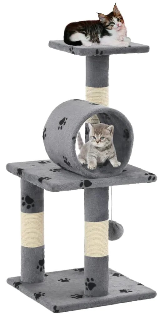 vidaXL Škrabadlo pre mačky so sisalovými stĺpikmi 65 cm sivé s labkami