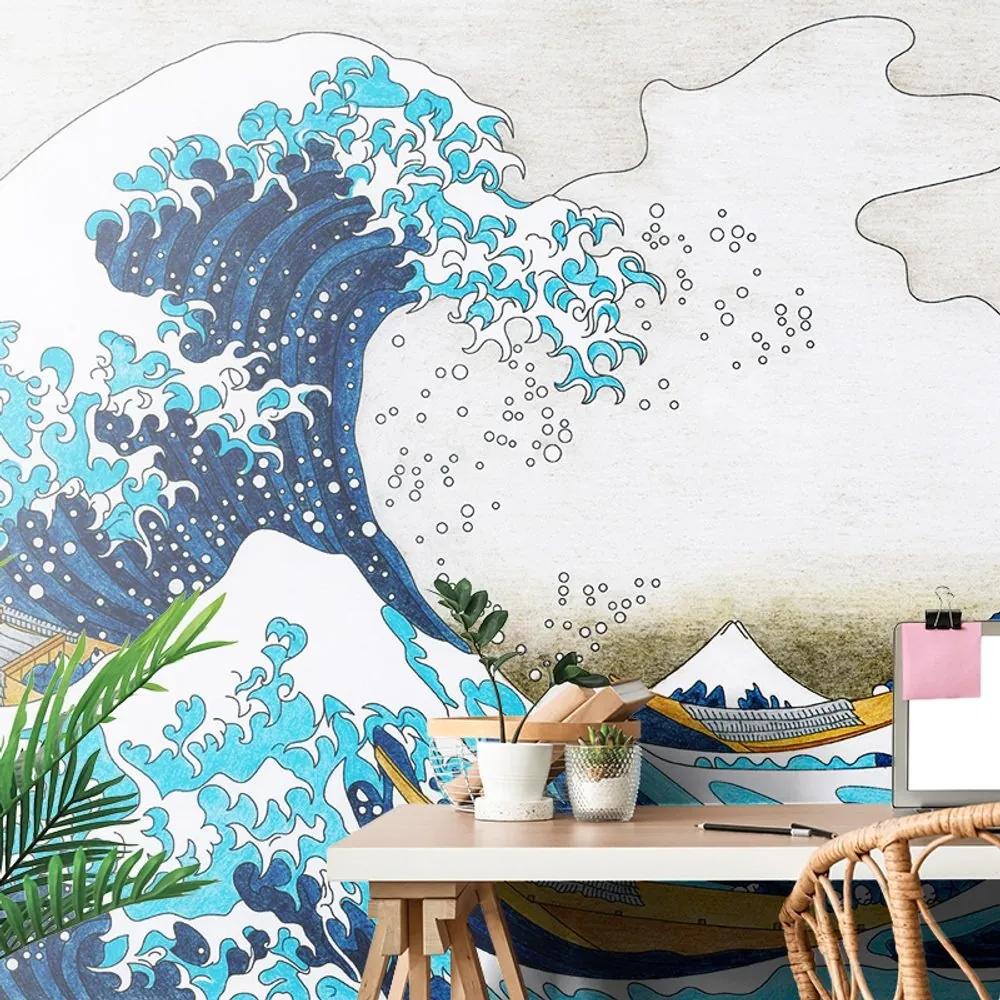 Tapeta reprodukcia Veľká vlna z Kanagawa - Kacušika Hokusai - 300x270