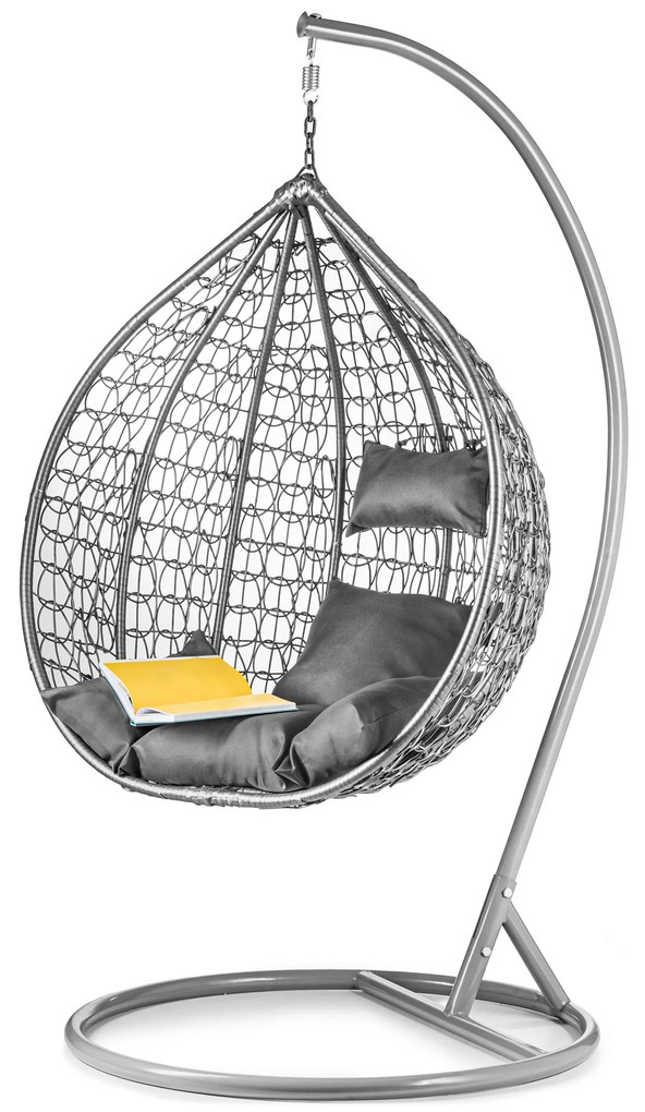 Sivé závesné kreslo KOKON so stojanom