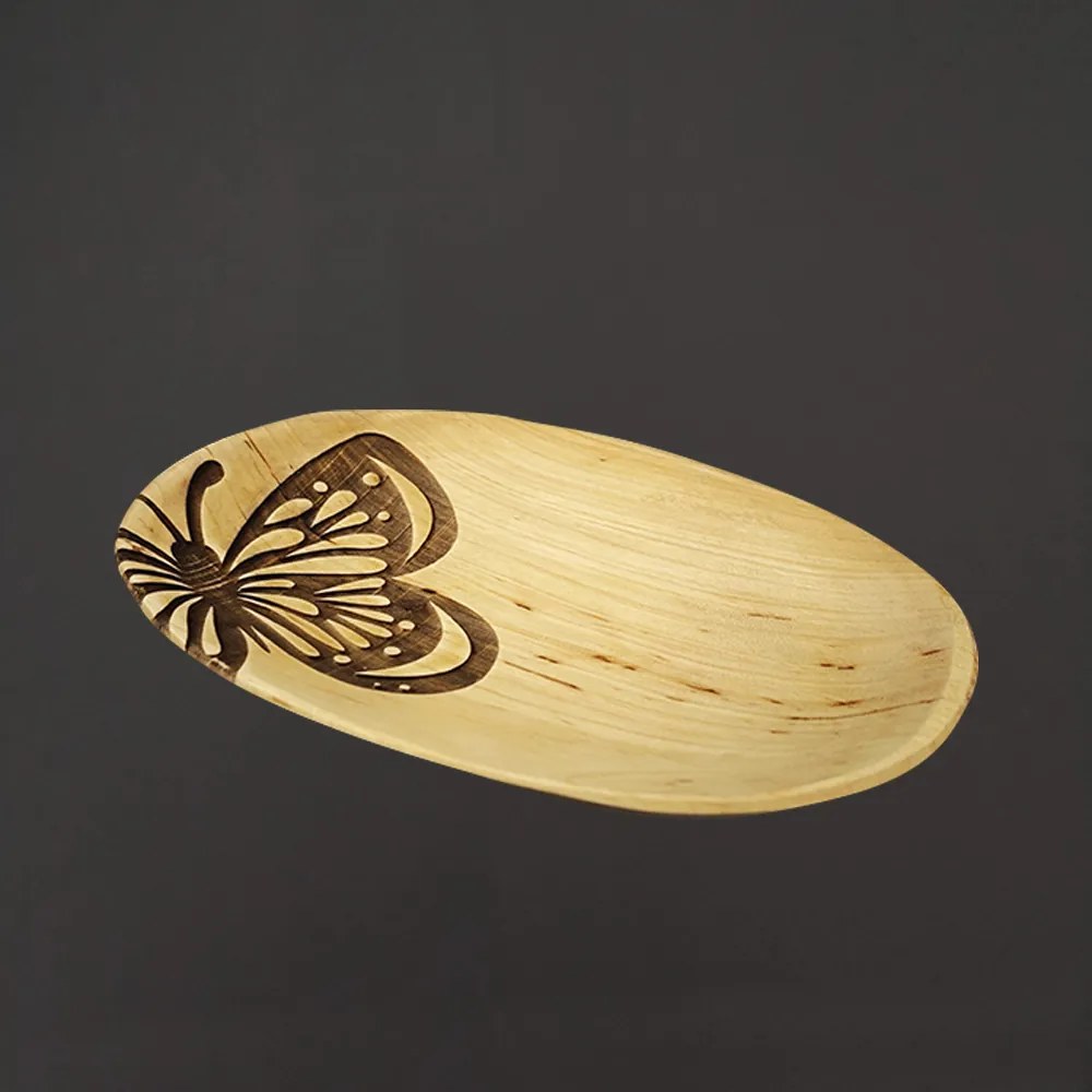 AMADEA Drevený servírovací motýlí podnos, masívne drevo, 22 cm