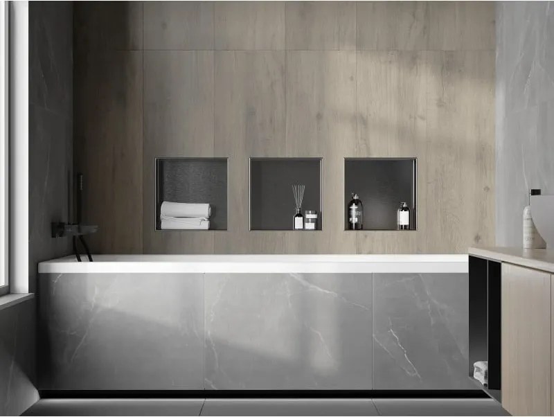 Mexen X-Wall-NR, polica na zapustenie bez príruby 30 x 30 cm, grafitová matná - 19E1303010