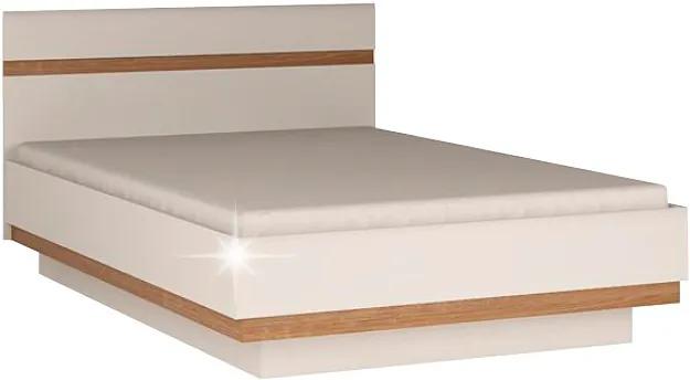 Manželská posteľ Lynatet 92 160 - biela / biely vysoký lesk / dub sonoma truflový