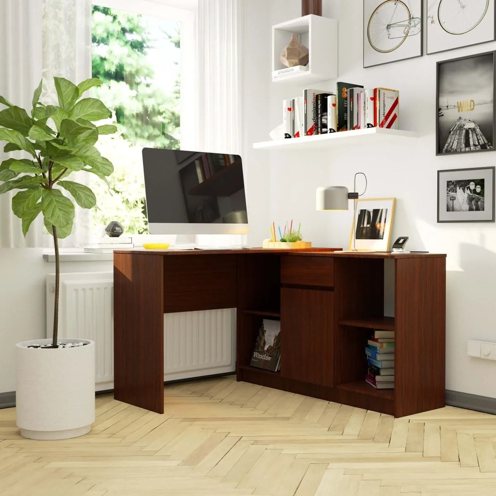 Rohový psací stůl B-17 s komodou wenge