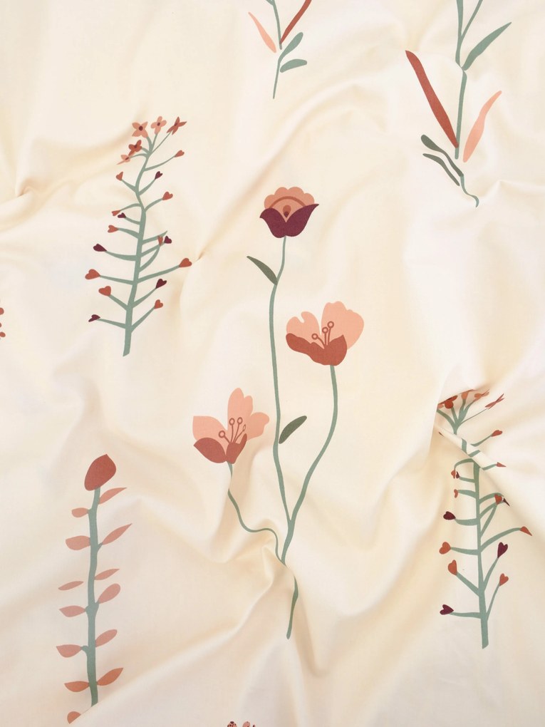 Saténová obliečka na vankúš 40 x 40 cm - Vlčie maky béžové