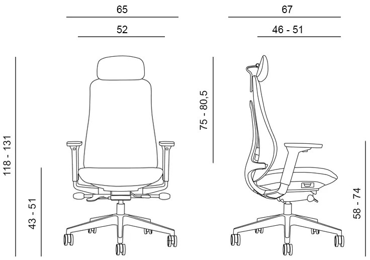 Kancelárska ergonomická stolička FARRELL — látka, čierna, nosnosť 130 kg