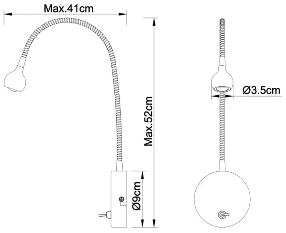 Globo 24109W - LED Flexibilná lampička SERPENT 1xLED/3W/230V