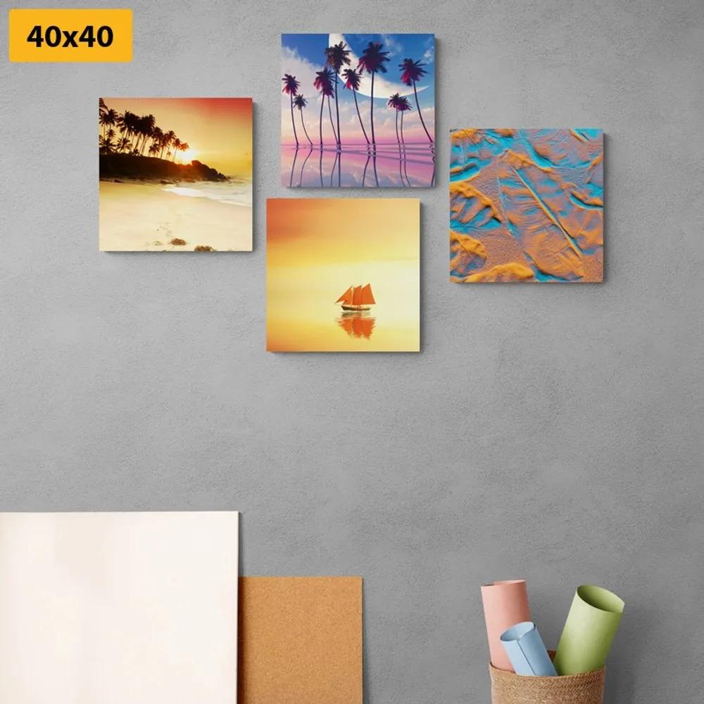 Set obrazov more a pláž v zaujímavých farbách - 4x 60x60