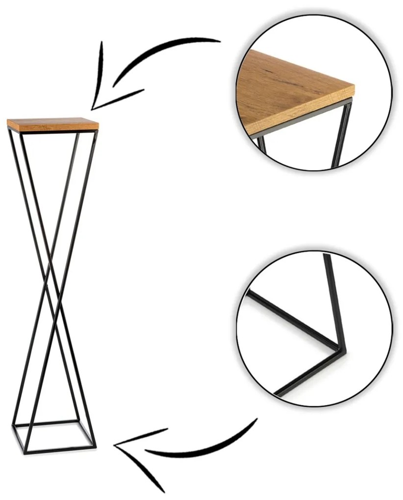 Kvetinový stojan LOFT II 100 cm čierny/dub lancelot