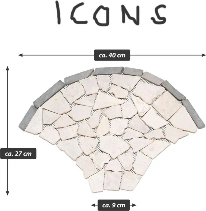Mozaika z prírodného kameňa, vejár, béžová, 0,98 m2