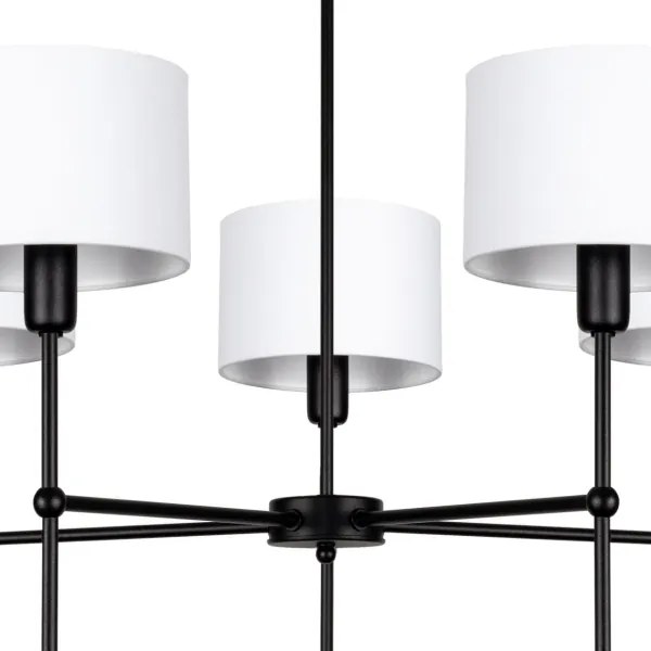 Luster na tyči MADELA 5xE14/40W/230V biela/čierna