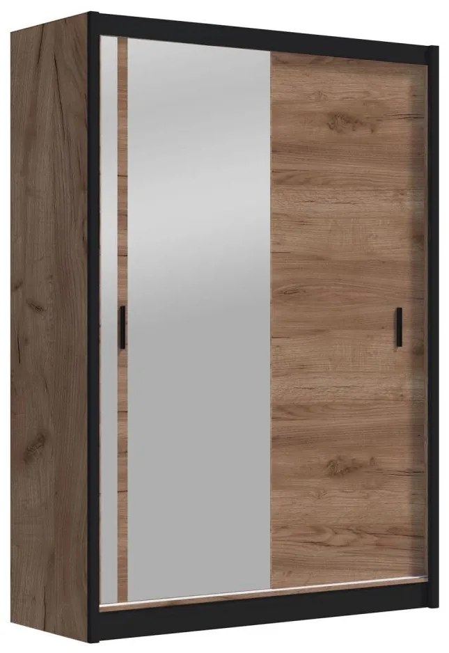 Šatní skriňa so zrkadlom SABRINA 150x215 cm dub craft