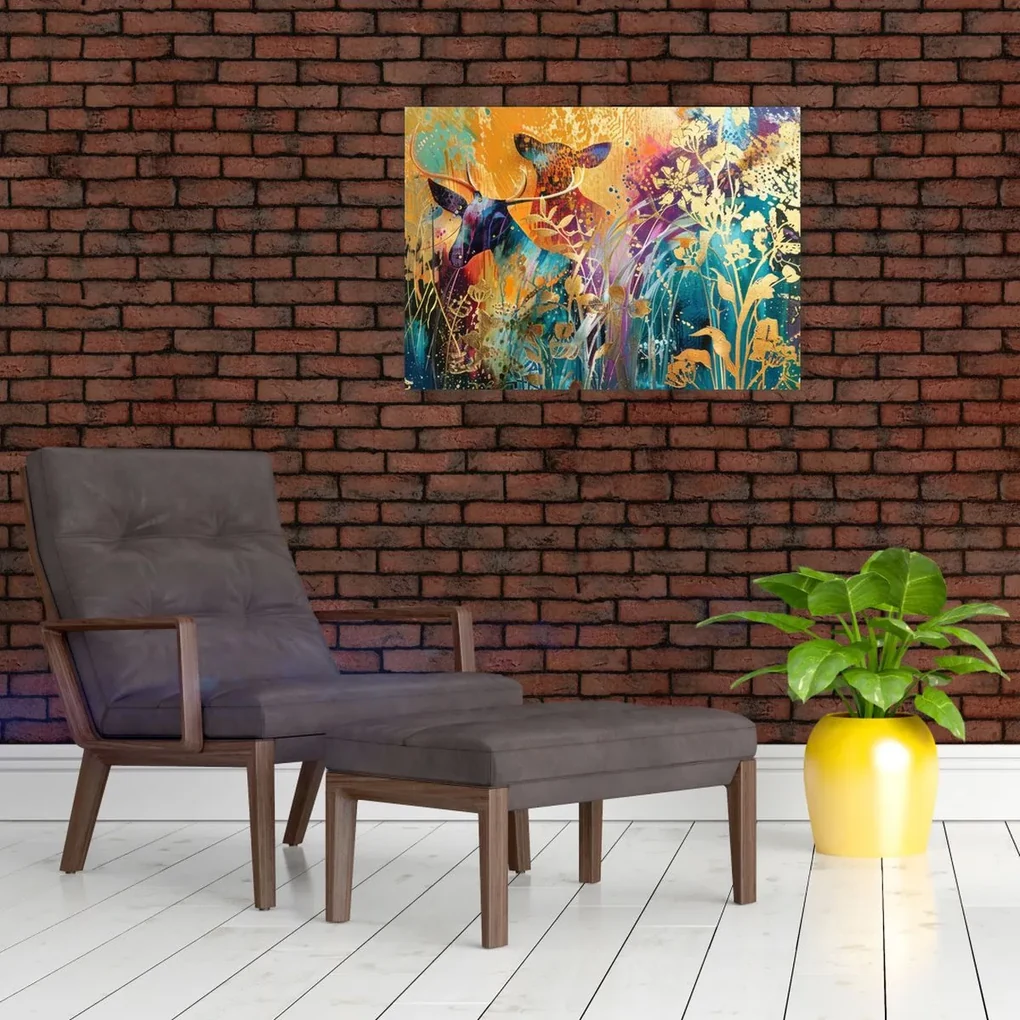 Sklenený obraz - Abstraktná maľba prírody (70x50 cm)