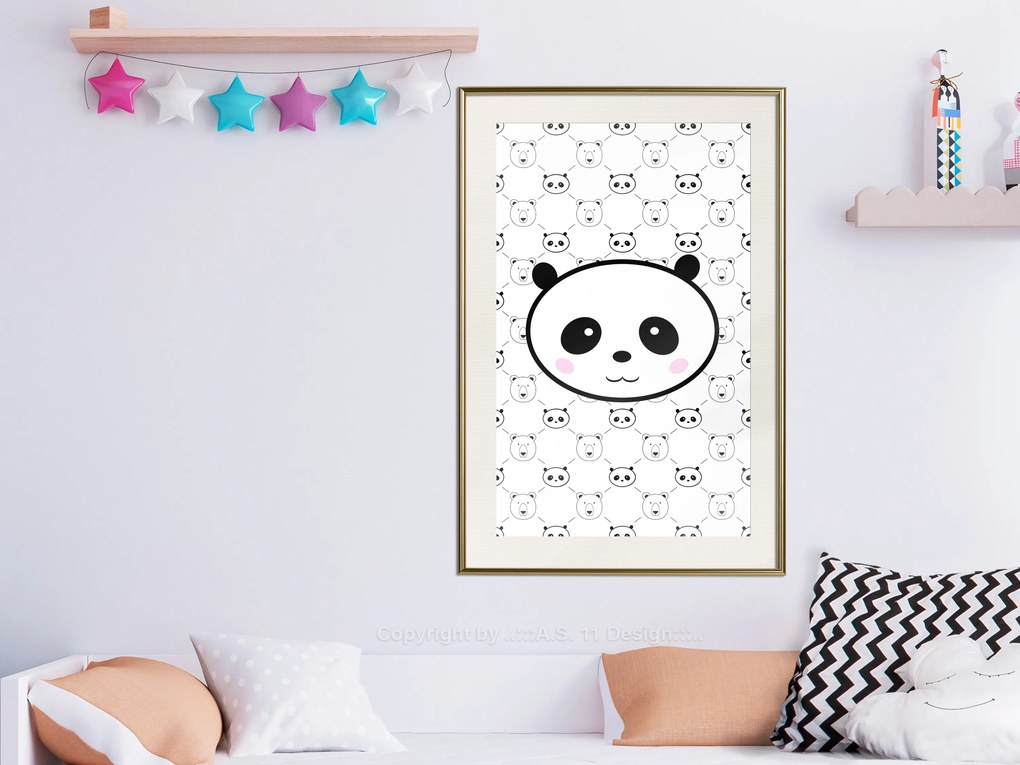 Artgeist Plagát - Pandas and Bears [Poster] Veľkosť: 40x60, Verzia: Zlatý rám s passe-partout