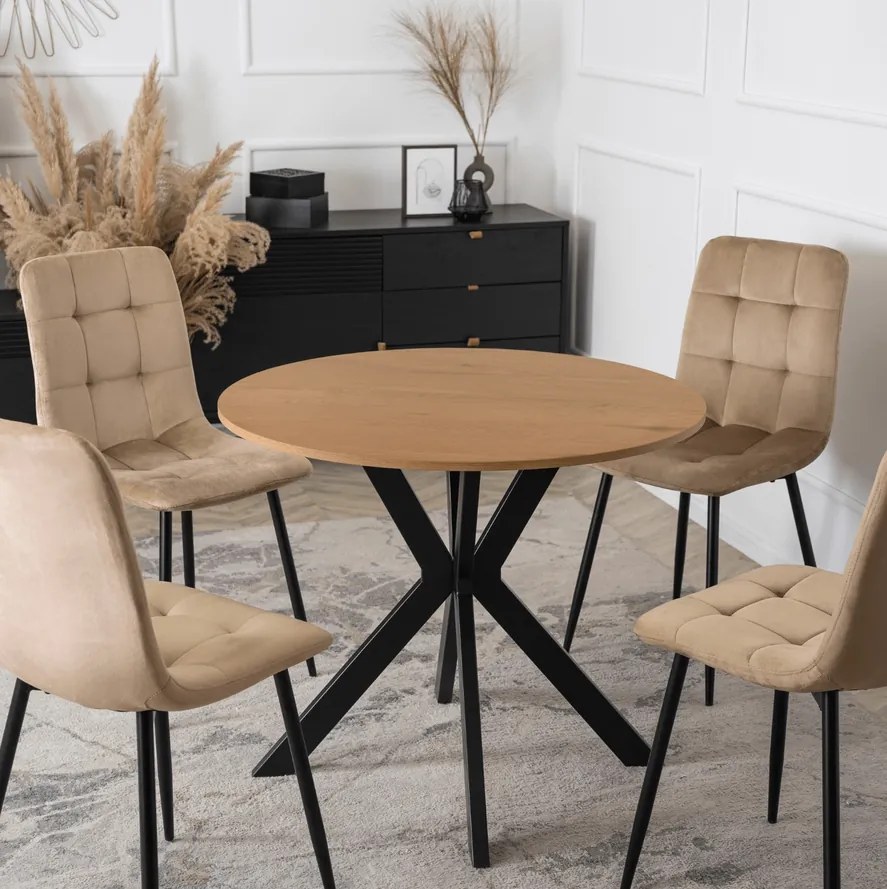 Stôl ERION 90 cm Dub Zlatý / Čierny