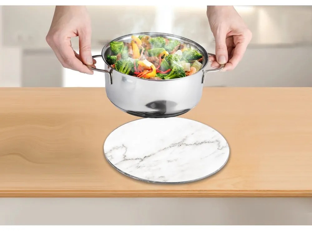 Sklenená podložka pod hrniec Wenko Marble, 20 cm