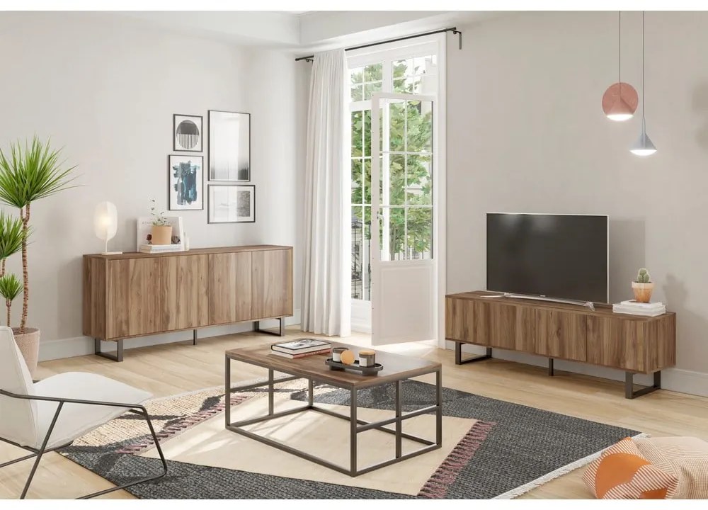 TV stolík v dekore orecha v prírodnej farbe 160x51 cm Laila – Marckeric
