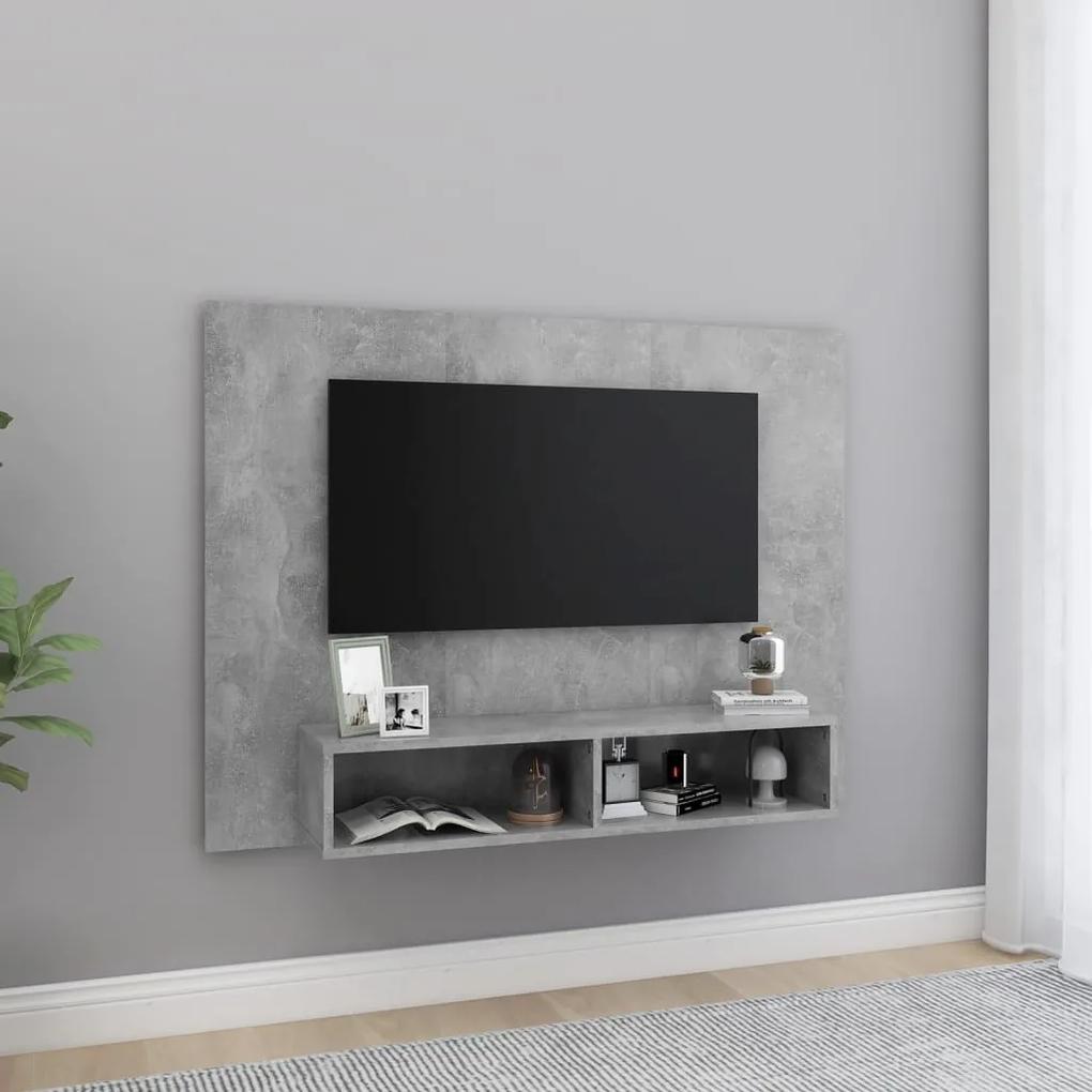 Nástenná TV skrinka betónová sivá 120x23,5x90 cm drevotrieska