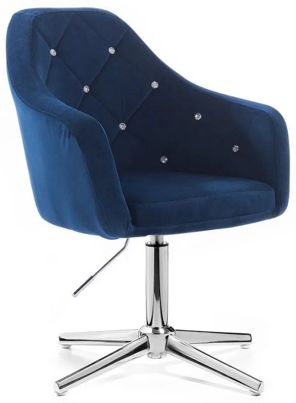 LuxuryForm DESIGN Kreslo ROMA VELUR na striebornom kríži - modré