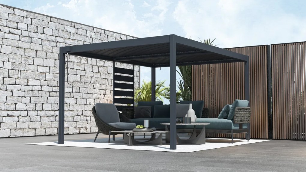 Bočná zástena pre bioklimatickú pergolu BestBerg BBP-ACG / 92 × 203 cm / sivá