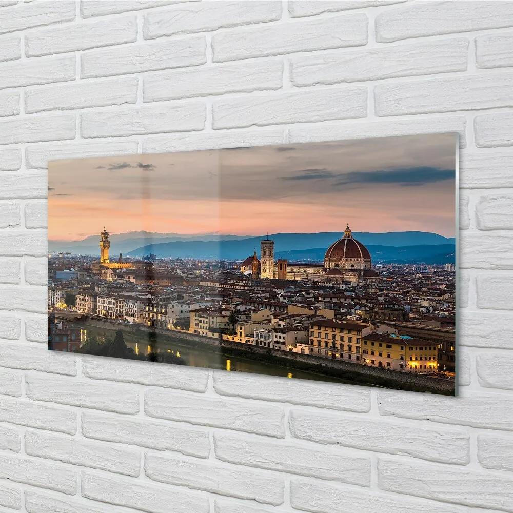 Sklenený obraz Italy Panorama katedrála hory 100x50 cm
