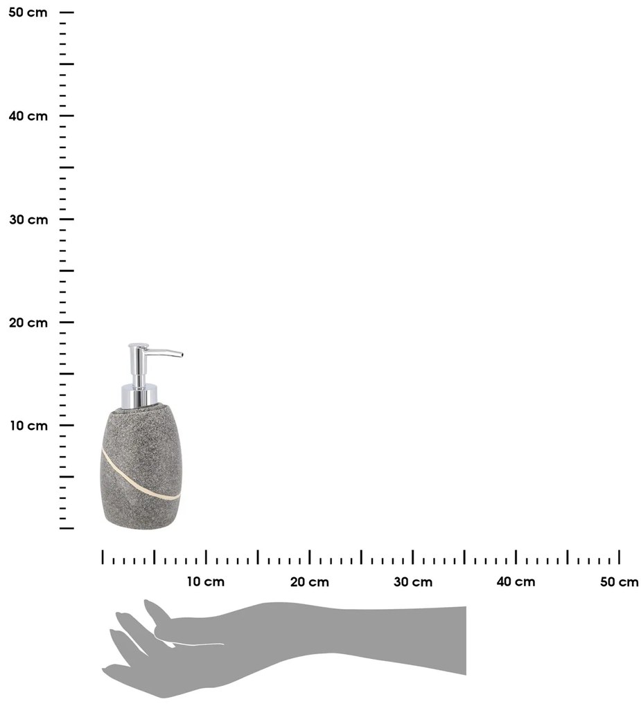 Dávkovač mydla Caldarela, sivá/s chrómovými prvkami, 240 ml