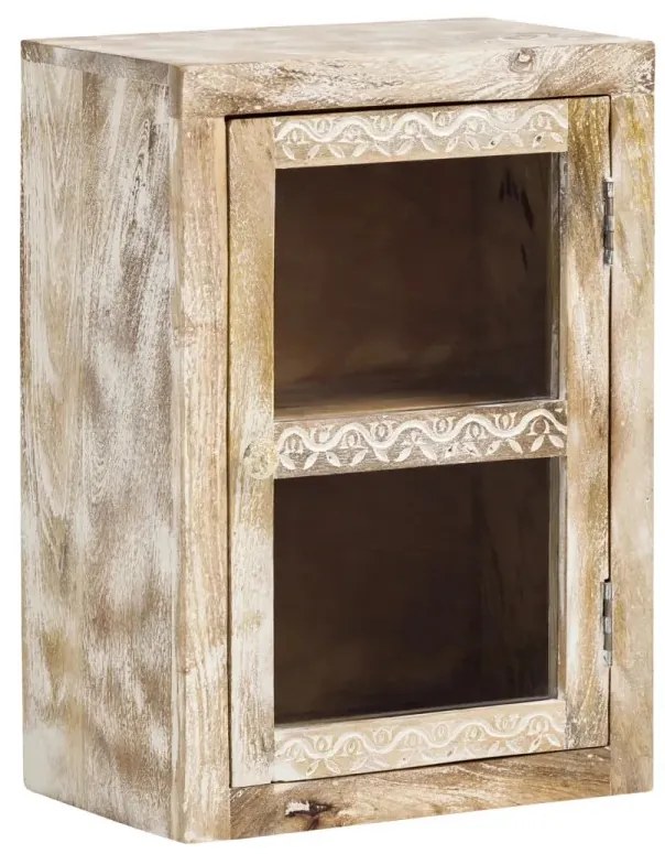 furniture-nabytek.cz - Masivní nástěnná skříňka Bitna z mangového dřeva, lakovaná, přírodní barva – 43×25×60 cm