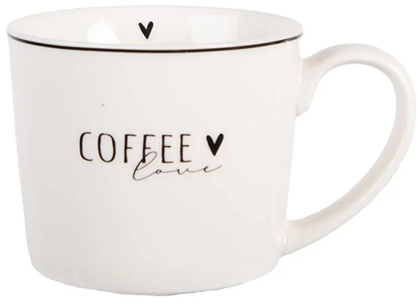 Biely hrnček so srdiečkom a nápisom Coffee Lovely Day - 12 * 8 * 7 cm / 275 ml