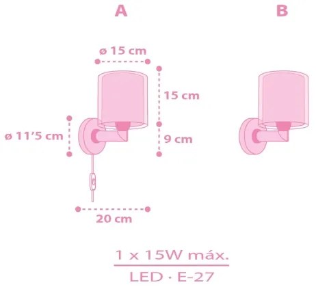 Dalber 41259 - Detská nástenná lampa HELLO KITTY&FRIENDS 1xE27/15W/230V ružová