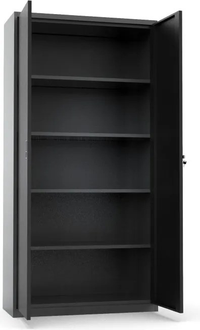 Dielenská plechová skriňa G1, 1800 x 900 x 380 mm, 4 police, tmavo sivá